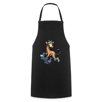 Skater Giraffe auf dem Skateboard - Kochschürze - Schwarz - Vorne - AI Model Male 185 dark (185cm)