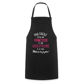 Pas facile d'être princesse et golfeuse - Tablier de cuisine - noir - Devant - AI Model Male 185 dark (185cm)
