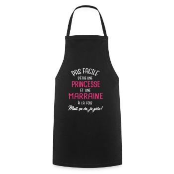 Pas facile d'être princesse et marraine - Tablier de cuisine - noir - Devant - AI Model Male 185 dark (185cm)