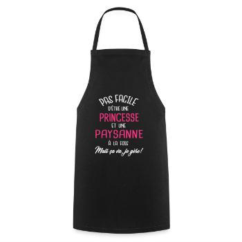 Pas facile d'être princesse et paysanne - Tablier de cuisine - noir - Devant - AI Model Male 185 dark (185cm)