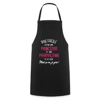 Pas facile d'être princesse et pharmacienne - Tablier de cuisine - noir - Devant - AI Model Male 185 dark (185cm)