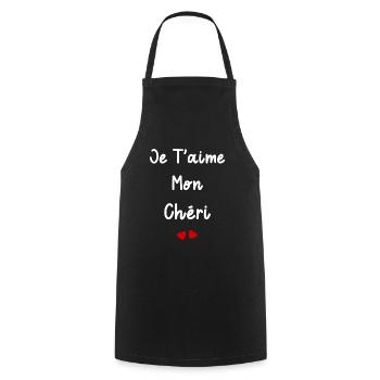 Je t'aime mon chéri - Tablier de cuisine - noir - Devant - AI Model Male 185 dark (185cm)