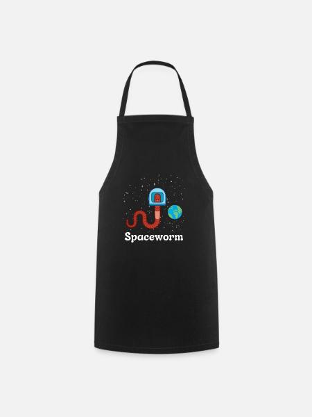 Spaceworm earthworm funny space - Cooking Apron - black