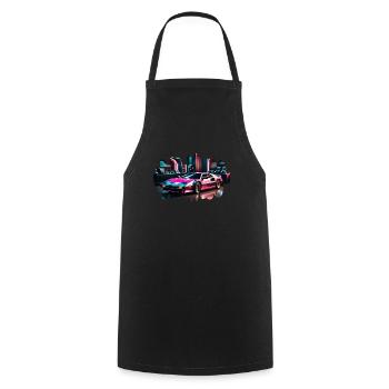 Retro Synthwave Sports Car - Cooking Apron - black - Front - AI Model Male 185 dark (185cm)