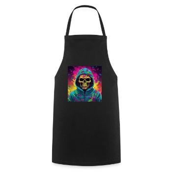 Cooler Skull Totenkopf für deinen coolen Look - Kochschürze - Schwarz - Vorne - AI Model Male 185 dark (185cm)