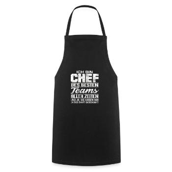 Chef Lustig Geschenk Team - Kochschürze - Schwarz - Vorne - AI Model Male 185 dark (185cm)