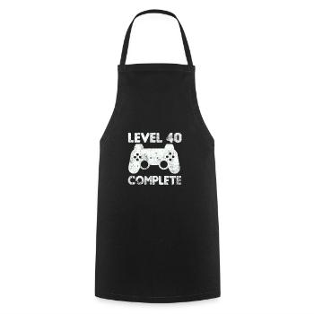 Level 40 Complete 40th Birthday 1979 - Cooking Apron - black - Front - AI Model Male 185 dark (185cm)