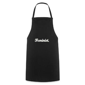 Feminist. - Cooking Apron - black - Front - AI Model Male 185 dark (185cm)