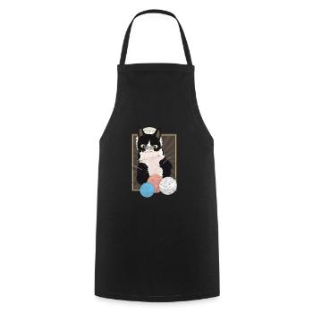 Pension cat knitting gift shirt - Cooking Apron - black - Front - AI Model Male 185 dark (185cm)