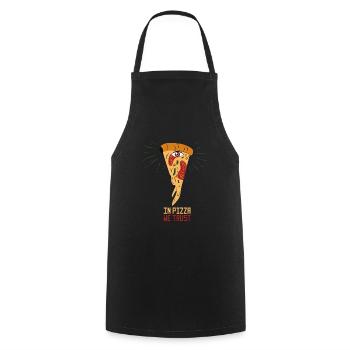 Dans Pizza We Trust Triangle des yeux Illuminati - Tablier de cuisine - noir - Devant - AI Model Male 185 dark (185cm)