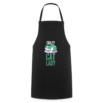 Cat Crazy Cats Lady Lady - Cooking Apron - black - Front - AI Model Male 185 dark (185cm)
