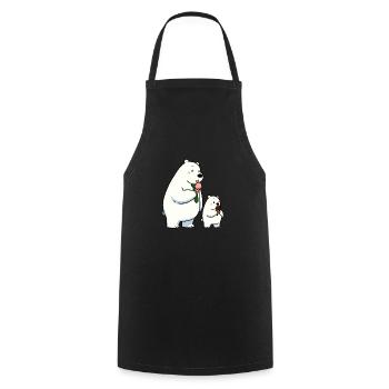 Père et fils Ours polaire avec crème glacée au chocolat à la fraise - Tablier de cuisine - noir - Devant - AI Model Male 185 dark (185cm)