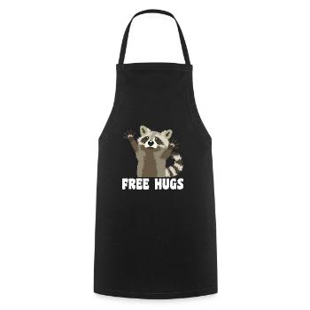 Free Hug's Raccoon Saying - Cooking Apron - black - Front - AI Model Male 185 dark (185cm)