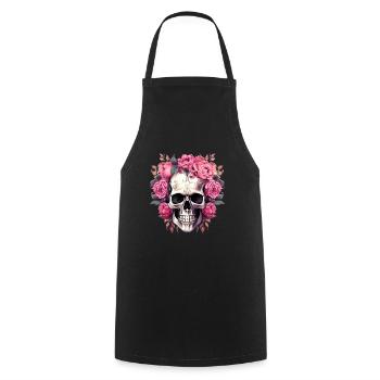 Squelette de fleur gothique Vintage rose - Tablier de cuisine - noir - Devant - AI Model Male 185 dark (185cm)