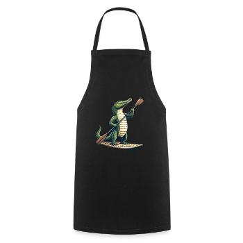 Crocodile on stand-up paddle - Cooking Apron - black - Front - AI Model Male 185 dark (185cm)