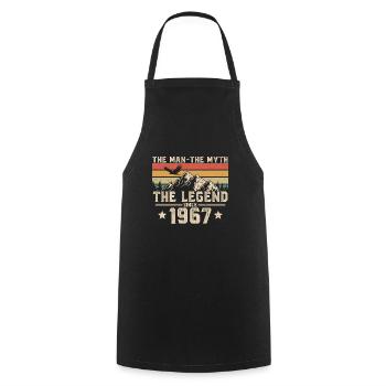 1967 Vintage né homme mythe, légende - Tablier de cuisine - noir - Devant - AI Model Male 185 dark (185cm)
