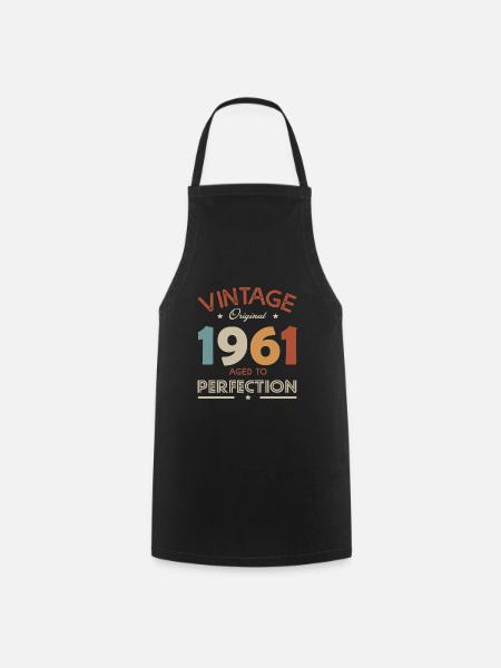 61 ans vintage 1961 cadeau humour 61e anniversaire - Tablier de cuisine - noir