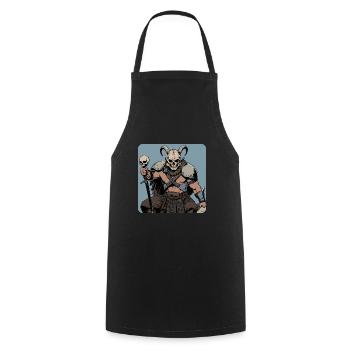 Viking warrior with skull mask and horns - Cooking Apron - black - Front - AI Model Male 185 dark (185cm)