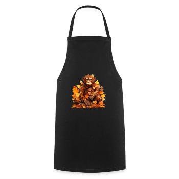 Chimpanzee lifts colorful foliage - Unique image - Cooking Apron - black - Front - AI Model Male 185 dark (185cm)