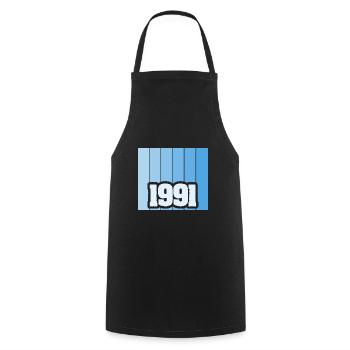 Jahr 1991 - Kochschürze - Schwarz - Vorne - AI Model Male 185 dark (185cm)