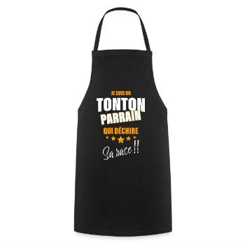 Tonton Parrain Le Mien C'est le meilleure - Tablier de cuisine - noir - Devant - AI Model Male 185 dark (185cm)