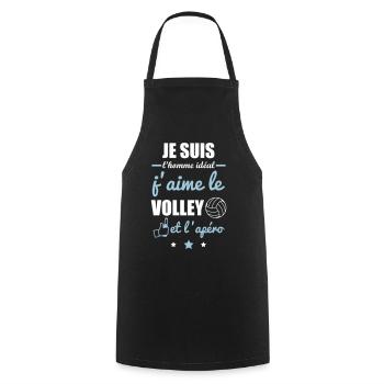 Homme idéal Volley, volleyball, volleyeur - Tablier de cuisine - noir - Devant - AI Model Male 185 dark (185cm)