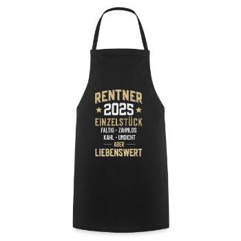 RENTE RUHESTAND RENTNER 2025 - Kochschürze - Schwarz - Vorne - AI Model Male 185 dark (185cm)