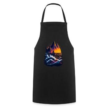 Fantastique illustration de paysage - Tablier de cuisine - noir - Devant - AI Model Male 185 dark (185cm)