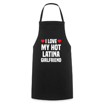 J'aime mon copain cadeau copine latina chaude - Tablier de cuisine - noir - Devant - AI Model Male 185 dark (185cm)
