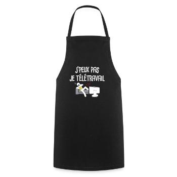 J'peux pas je télétravail - Tablier de cuisine - noir - Devant - AI Model Male 185 dark (185cm)