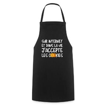 J'accepte les cookies - Tablier de cuisine - noir - Devant - AI Model Male 185 dark (185cm)