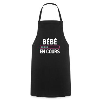 Bébé en cours - Tablier de cuisine - noir - Devant - AI Model Male 185 dark (185cm)