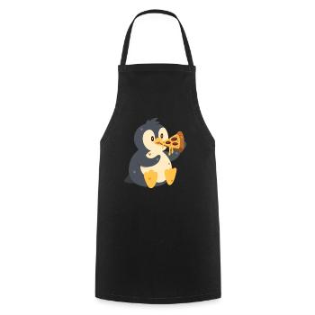 Pinguin mit Pizza - Kochschürze - Schwarz - Vorne - AI Model Male 185 dark (185cm)
