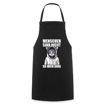 Menschen sind nicht so mein Ding - Katzen Edition - Kochschürze - Schwarz - Vorne - AI Model Male 185 dark (185cm)
