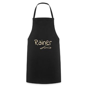 First name Rainer - Cooking Apron - black - Front - AI Model Male 185 dark (185cm)
