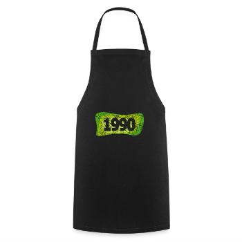 Année 1990 - Tablier de cuisine - noir - Devant - AI Model Male 185 dark (185cm)