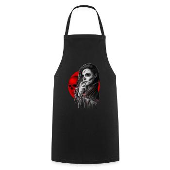 Sugar Skull Girl Hawk-Moth - Cooking Apron - black - Front - AI Model Male 185 dark (185cm)
