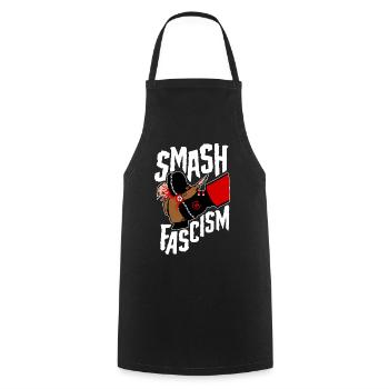 Smash Fascism (white) - Cooking Apron - black - Front - AI Model Male 185 dark (185cm)