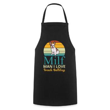 Man I Love French Bulldogs Dog Frenchie Retro - Cooking Apron - black - Front - AI Model Male 185 dark (185cm)