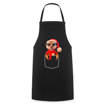 Meerkat X-Mas Meerkat Breast Pocket Pocket - Cooking Apron - black - Front - AI Model Male 185 dark (185cm)
