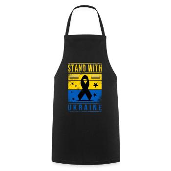 Ukraine flag with peace sign - Cooking Apron - black - Front - AI Model Male 185 dark (185cm)
