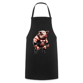 Cochon lutteur - Tablier de cuisine - noir - Devant - AI Model Male 185 dark (185cm)