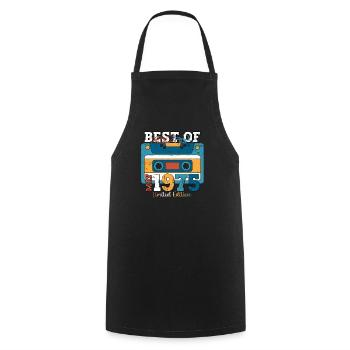 48 Birthday Man Cassette May Vintage 1975 - Cooking Apron - black - Front - AI Model Male 185 dark (185cm)