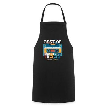 66 Birthday Man Cassette May Year 1957 - Cooking Apron - black - Front - AI Model Male 185 dark (185cm)