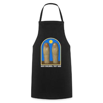 Mème médiéval pour bébé – Ayez des enfants, ont-ils dit - Tablier de cuisine - noir - Devant - AI Model Male 185 dark (185cm)