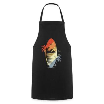 Surfbrett Vintage Grafik - Kochschürze - Schwarz - Vorne - AI Model Male 185 dark (185cm)