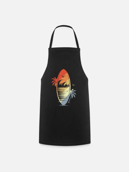 Surfbrett Vintage Grafik - Kochschürze - Schwarz