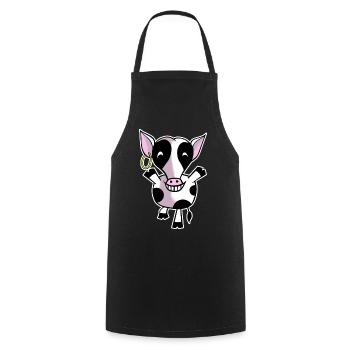 Happy cow - Cooking Apron - black - Front - AI Model Male 185 dark (185cm)