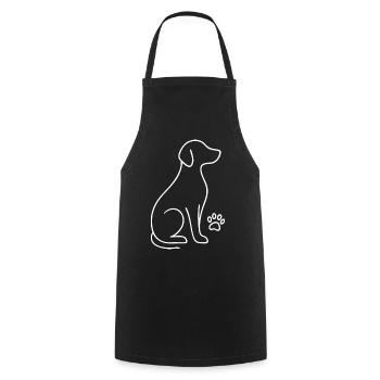 Design minimaliste pour chien – Line Art Paw - Tablier de cuisine - noir - Devant - AI Model Male 185 dark (185cm)