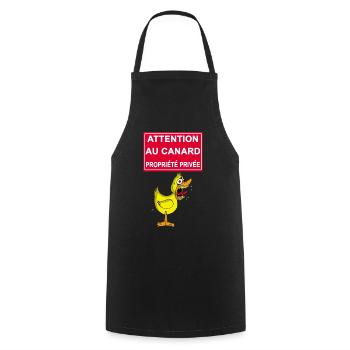 Attention au canard ! - Tablier de cuisine - noir - Devant - AI Model Male 185 dark (185cm)